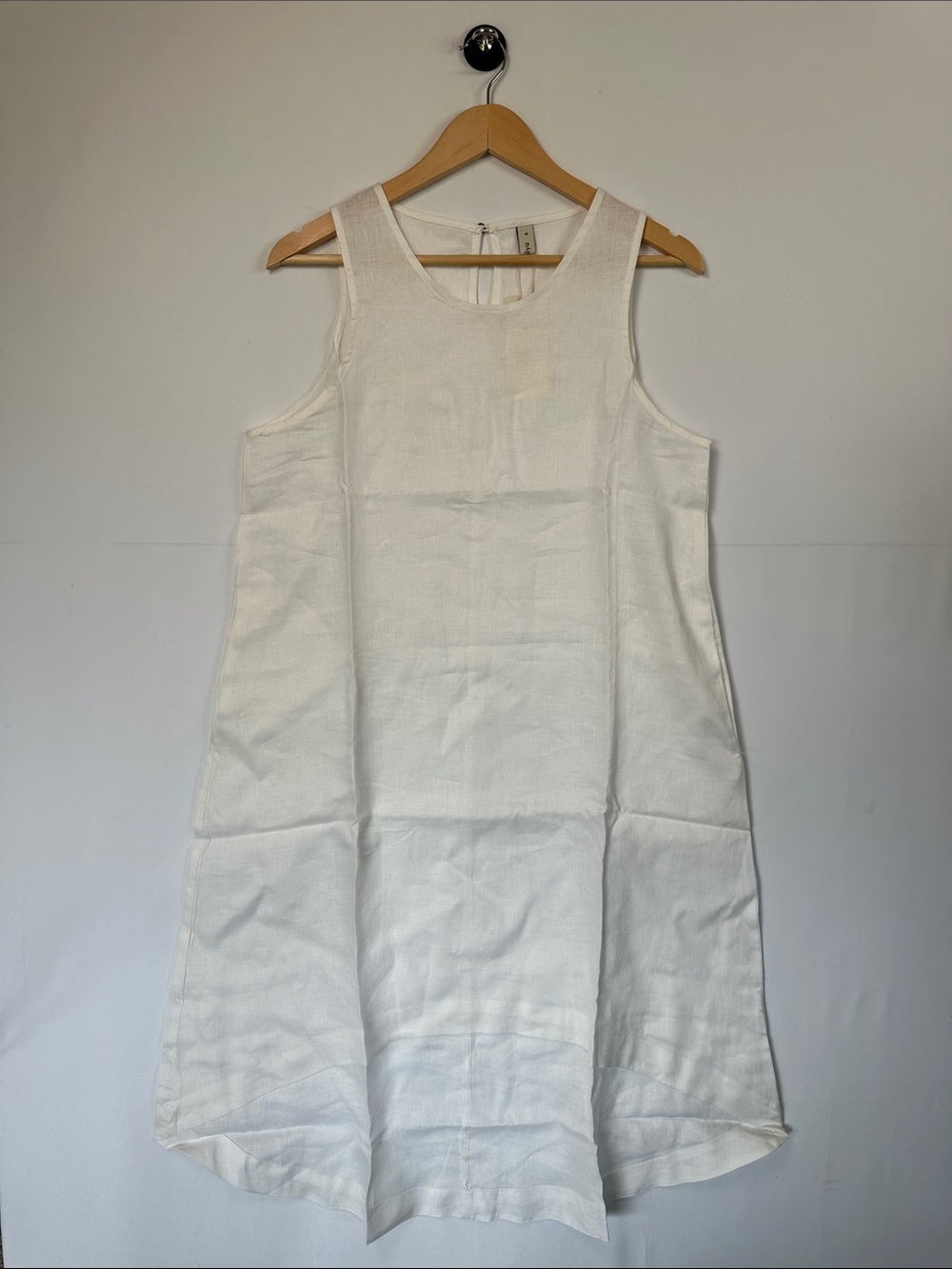 NWT Minimalist White 100% Linen High Low Beach Coverup Midi Dress Size S/M